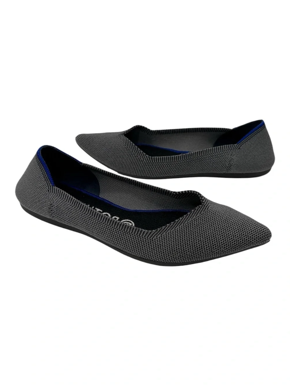 Rothy's Gray Pointed Knit Flats with Blue Trim Rothy's Grey Birdseye size 8